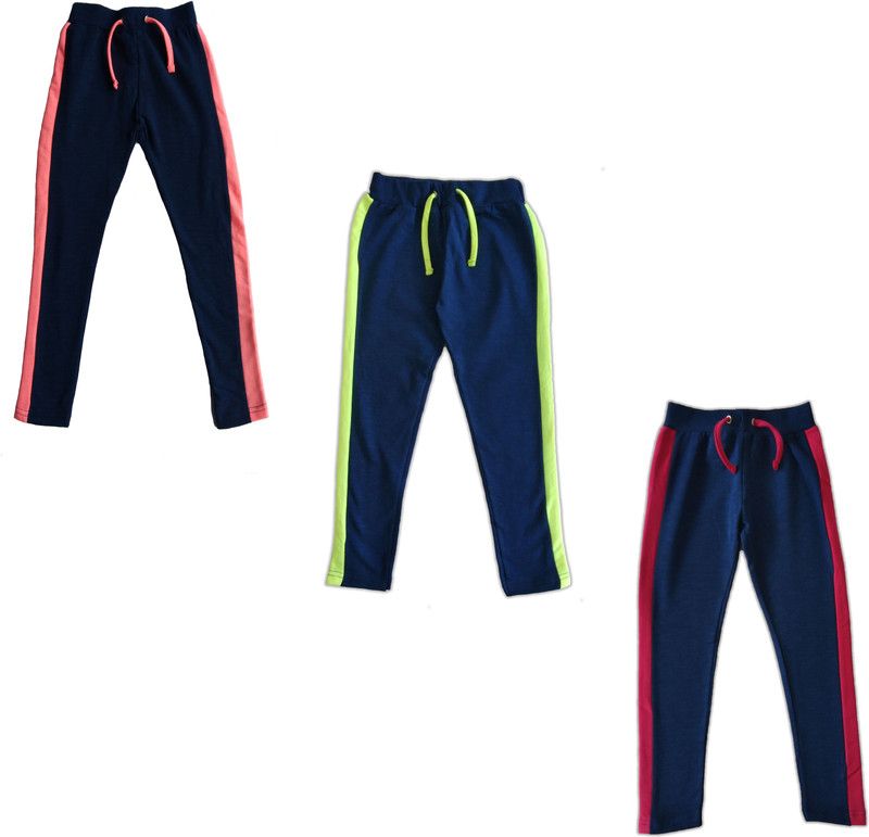 Track Pant For Girls  (Dark Blue, Pack of 3)