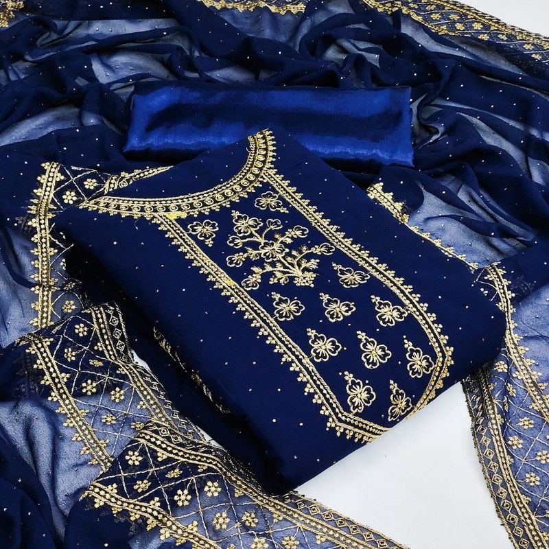 Unstitched Georgette Salwar and Dupatta Material Embellished