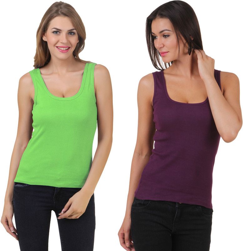 Women Purple, Light Green Tank Top/Vest