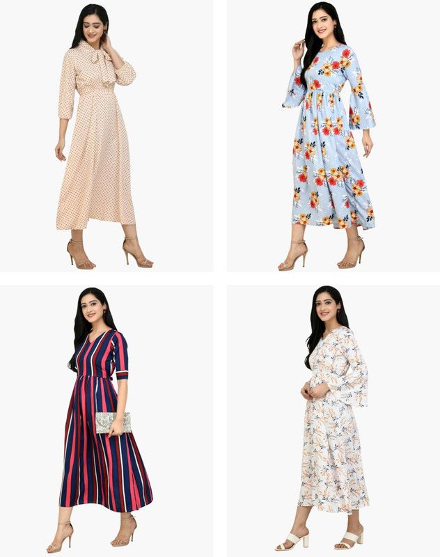 Printed Cotton Blend Stitched Anarkali Gown  (Multicolor)