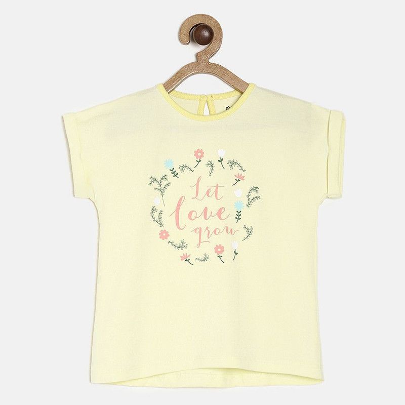 Baby Girls Cotton Blend Knit Top  (Yellow, Pack of 1)