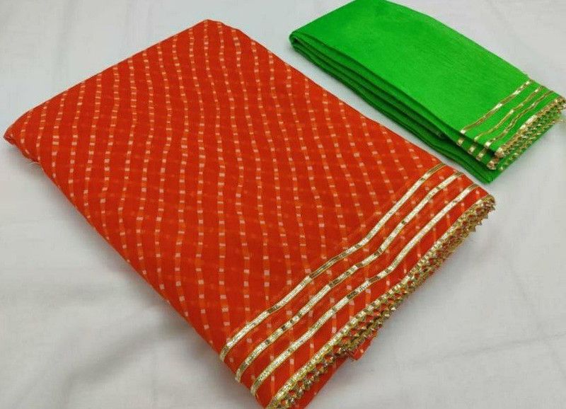 Leheria Georgette Saree  (Orange)