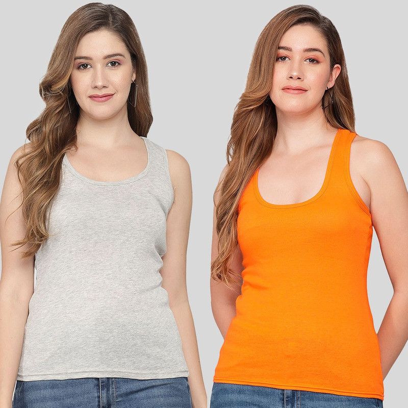 Women Silver, Orange Tank Top/Vest