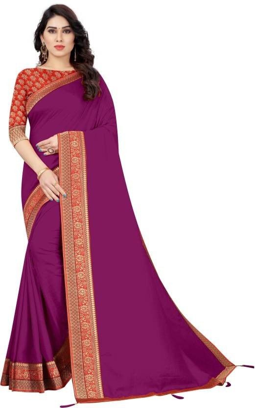 Solid/Plain Bollywood Tussar Silk Saree  (Purple)