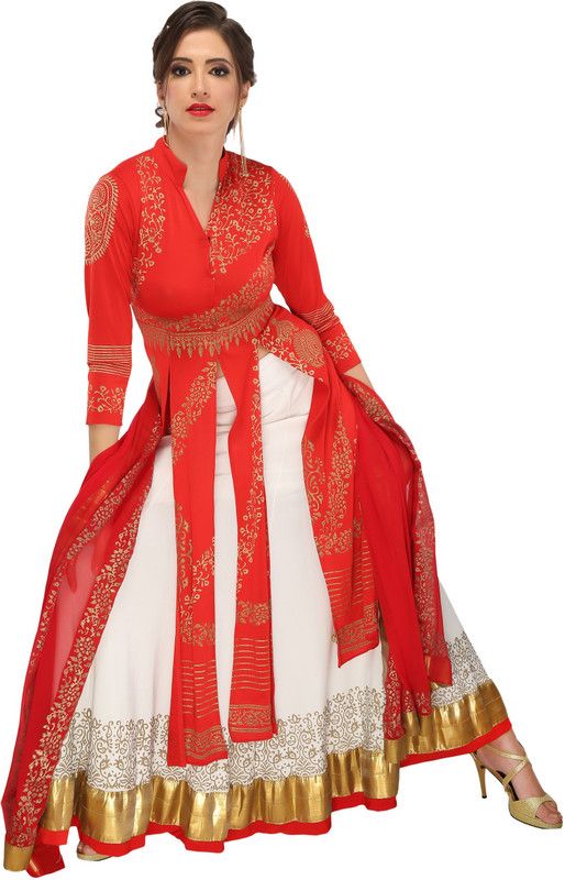 Printed Stitched Lehenga & Kurta  (Multicolor)
