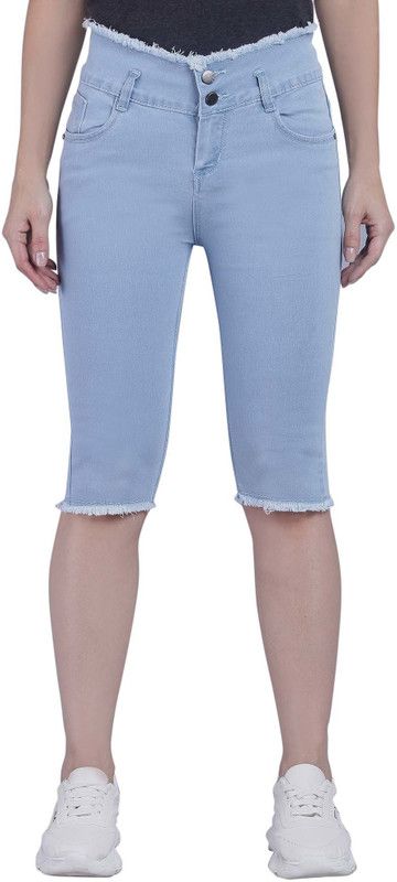 Women Reversible Light Blue Capri