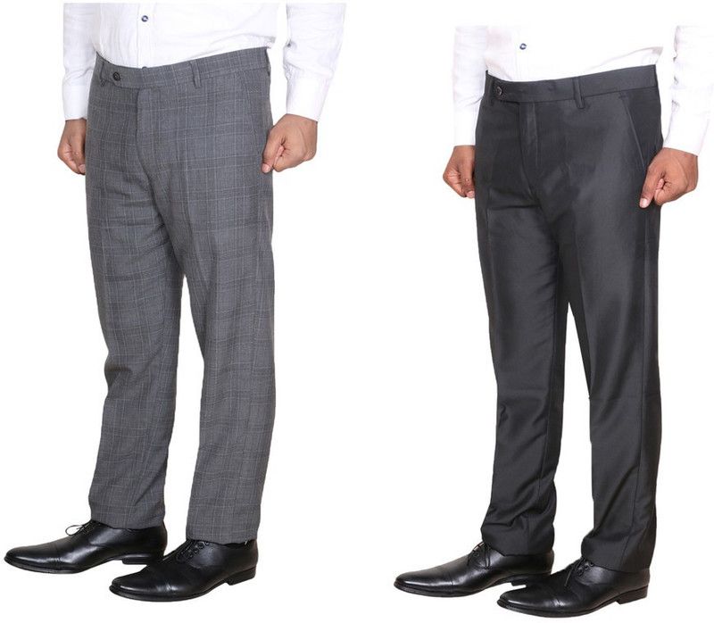 Pack of 2 Men Regular Fit Purple, Multicolor Viscose Rayon Trousers