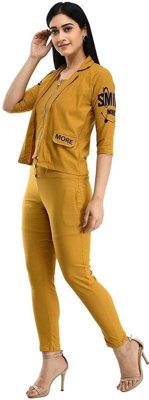 Women Lycra Blend Ethnic Jacket, Top and Pant