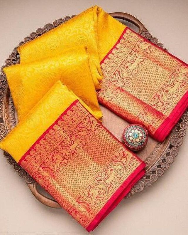 Self Design Kanjivaram Pure Silk Saree  (Red, Gold)
