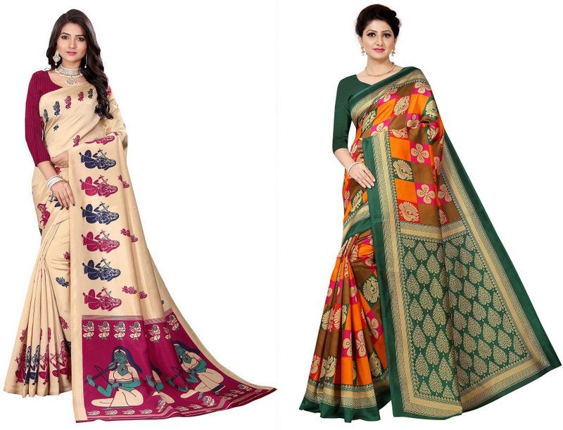 Printed Fashion Art Silk Saree  (Pack of 726, Multicolor)