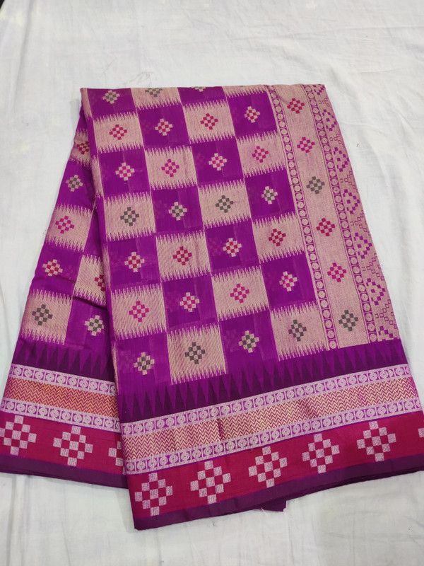 Woven Sambalpuri Cotton Linen Saree  (Magenta)