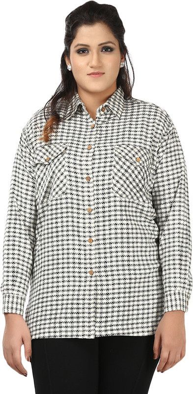 Breast pocketed Women Regular Fit Checkered Spread Collar Casual Shirt