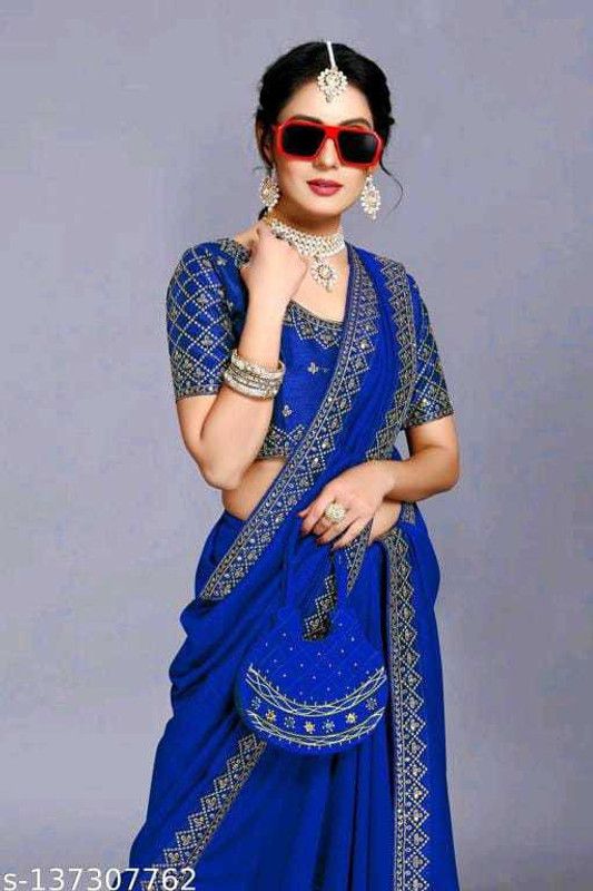 Self Design Banarasi Jacquard, Art Silk Saree  (Dark Blue)