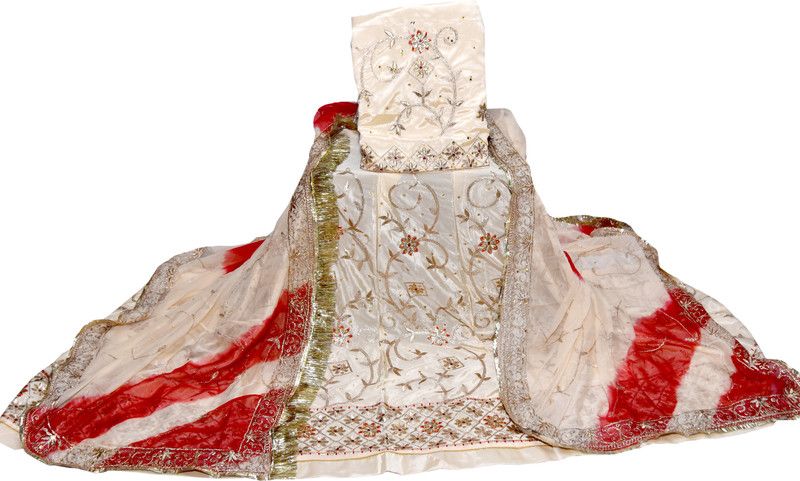 Embroidered, Embellished Semi Stitched Rajasthani Poshak  (Gold)