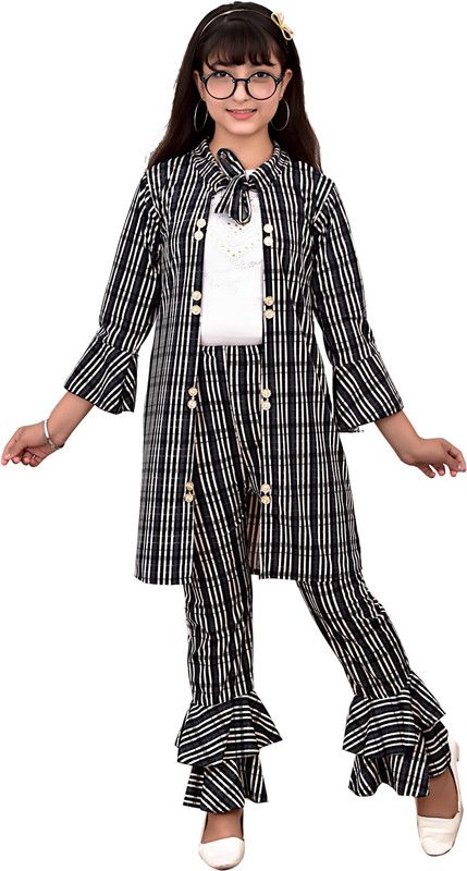 Girls Maxi/Full Length Casual Dress  (Black, 3/4 Sleeve)