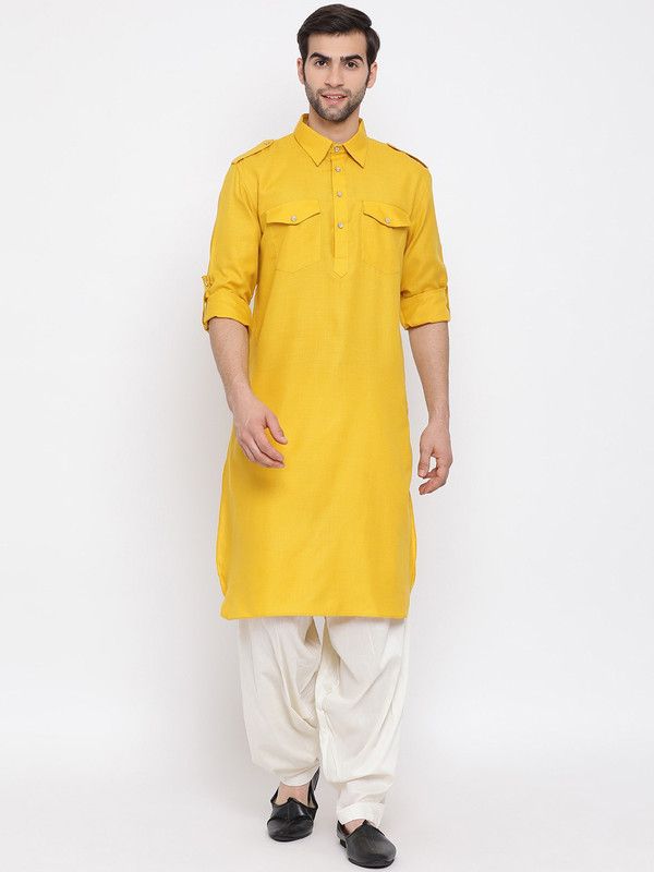 Men Pathani and Pant Set Cotton Blend