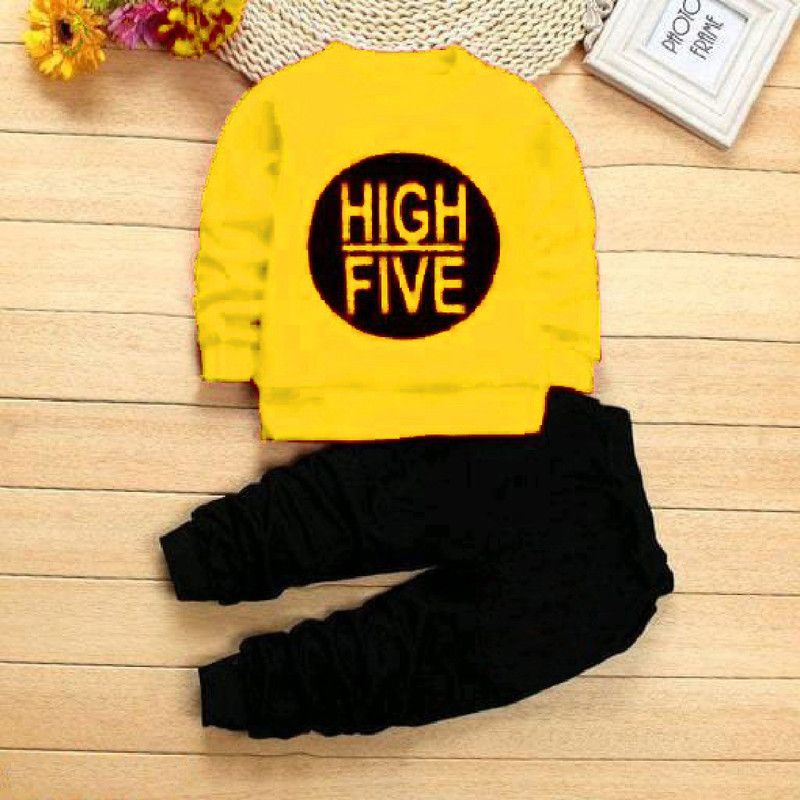 Baby Boys & Baby Girls Party(Festive) Sweatshirt Trouser, Pant  (Yellow)