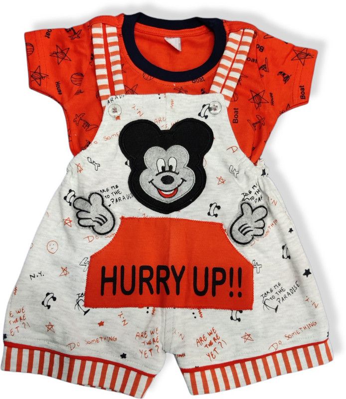 Dungaree For Baby Boys & Baby Girls Casual Printed Cotton Blend  (Yellow, Pack of 1)