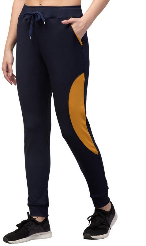 Women Colorblock Dark Blue Track Pants