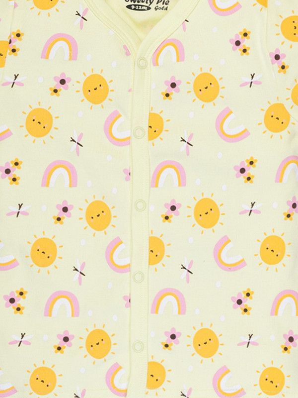 Baby Girls Printed Cotton Jersey Kids Nightwear  (Pink Pack of 2)