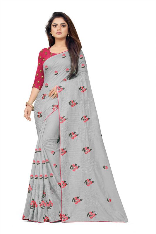 Fashion Art Silk Saree  (Grey)