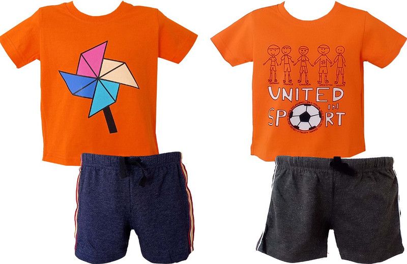 Baby Boys Party(Festive) T-shirt Shorts  (Orange)