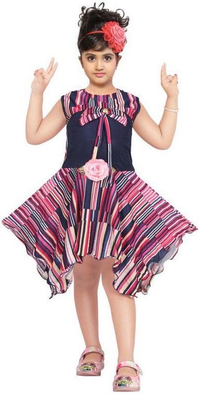 Midi/Knee Length Festive/Wedding Dress  (Multicolor, Sleeveless)