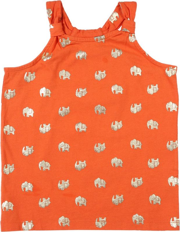 Girls Casual Strap Top  (Orange, Pack of 1)