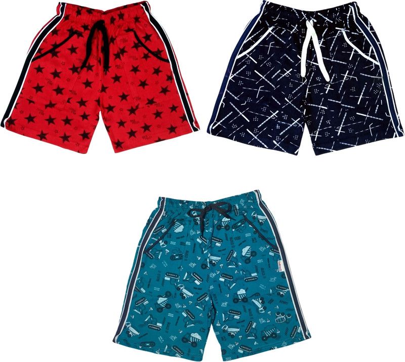 Short For Boys & Girls Casual Printed Cotton Blend  (Multicolor, Pack of 3)