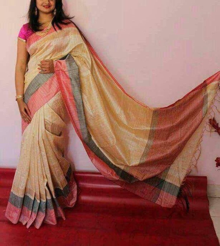 Solid/Plain Bollywood Silk Blend Saree  (White)