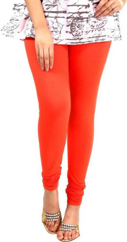 iShop Churidar Ethnic Wear Legging  (Red, Solid)