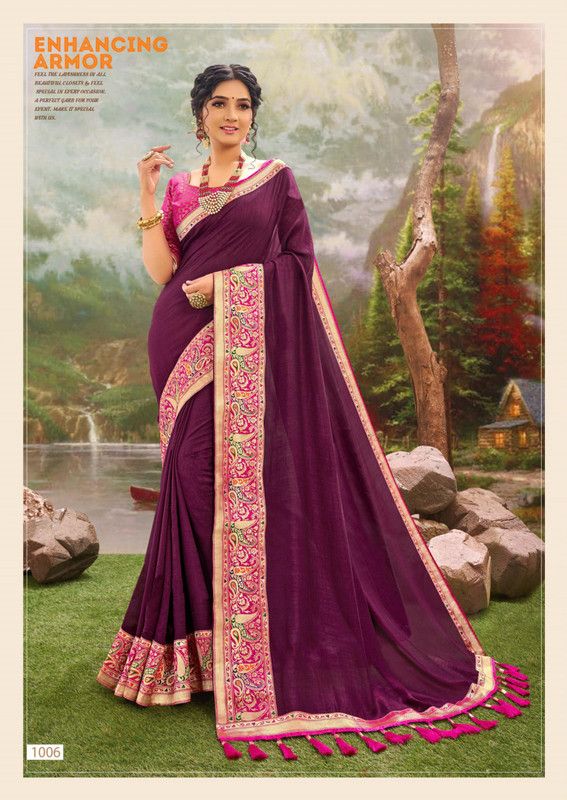Solid Fashion Art Silk Saree  (Purple)