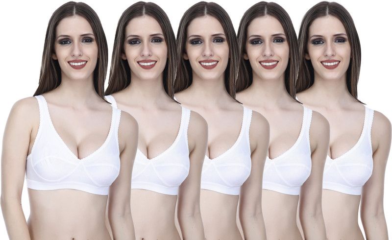 Pack of 5 Women Sports Non Padded Bra  (White)