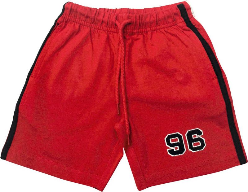 Short For Boys Casual Embriodered Cotton Lycra Blend  (Red, Pack of 1)
