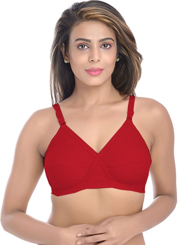 Women Cotton Full Coveage Bra, Non-Padded, Pack of 1, Cup-B Women Full Coverage Non Padded Bra  (Red)