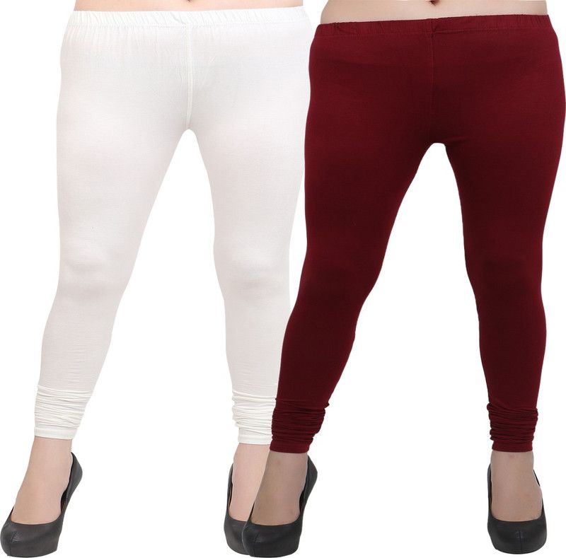 Reshka Churidar Western Wear Legging  (White, Maroon, Solid)