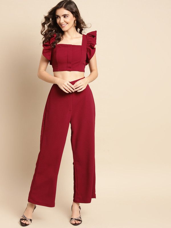 Women Top and Palazzo Set Polyester