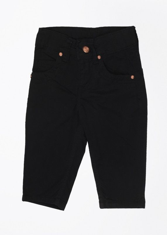 Capri For Baby Girls Solid Cotton Blend  (Black Pack of 1)