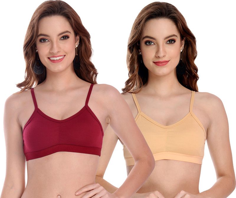 Pack of 2 Women Minimizer Non Padded Bra  (Maroon, Brown)