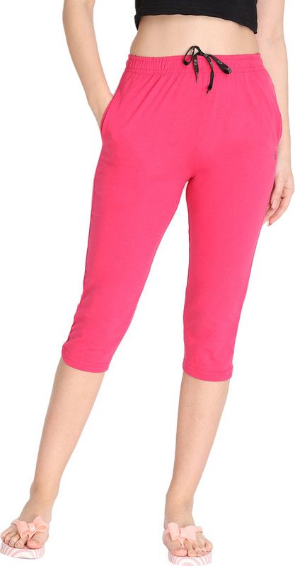 Neva Women Cotton rich Solid Color Capri Women Red Capri