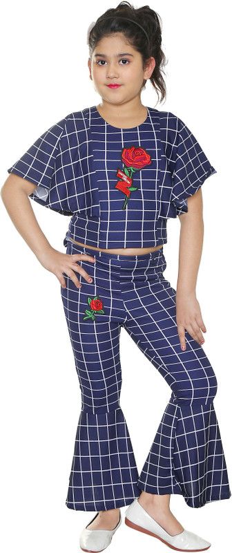 Girls Party(Festive) Top Pant  (Dark Blue)