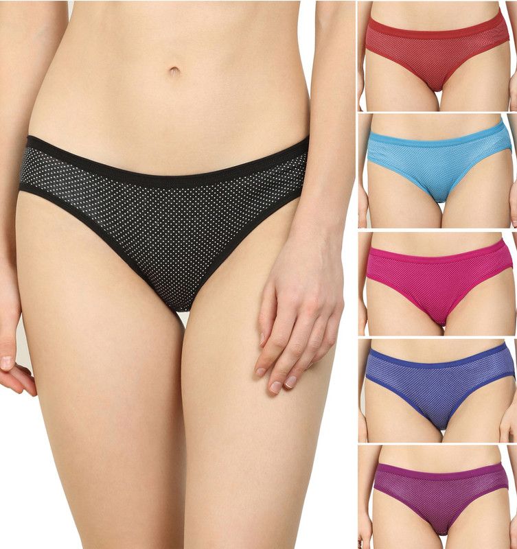 Pack of 6 Women Hipster Black, Blue, Red, Blue, Purple, Pink Panty