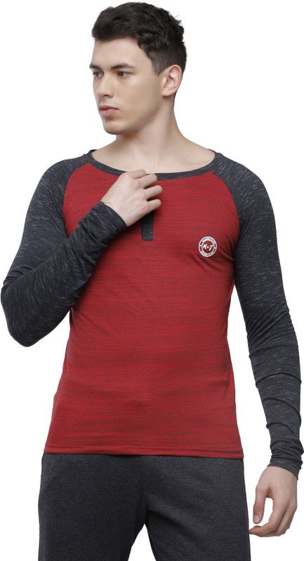 m&f mens round half sleeve t-shirt Men Solid Round Neck Cotton Blend Red, Black T-Shirt