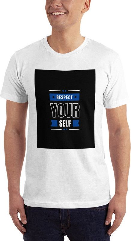 WT-057-S Men Typography Round Neck Cotton Blend White T-Shirt