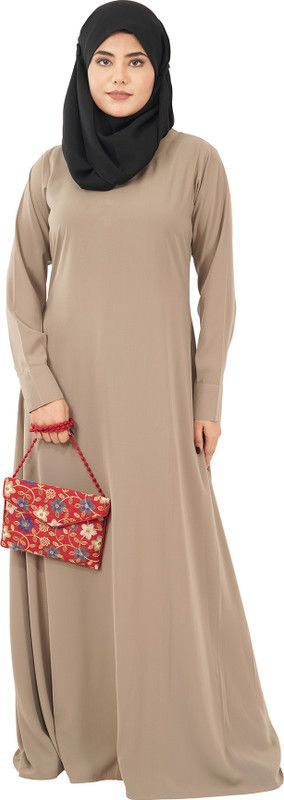 Gorgeous Traditional GT001-BG Nida Matte Solid Abaya With Hijab  (Beige)