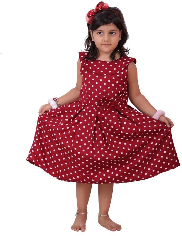 Baby Girls Calf Length Casual Dress  (Maroon, Sleeveless)