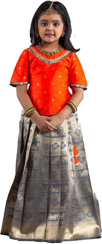 Baby Girls Lehenga Choli Ethnic Wear Printed Lehenga, Choli and Dupatta Set  (Multicolor, Pack of 1)