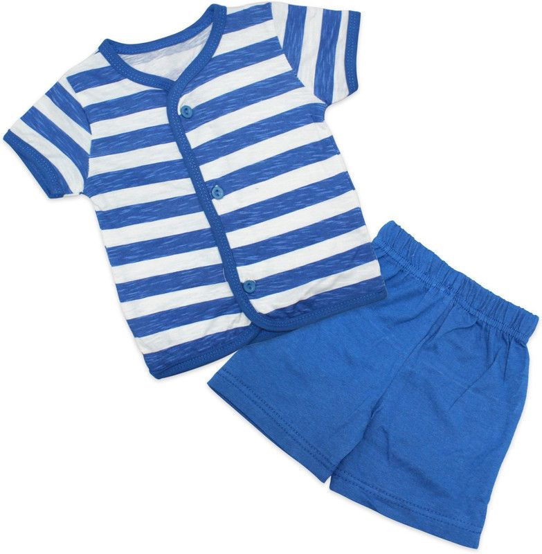 Boys & Girls Casual Shirt Shorts  (Blue)