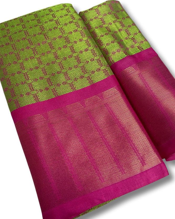 Printed Dharmavaram Cotton Silk Saree  (Mustard)