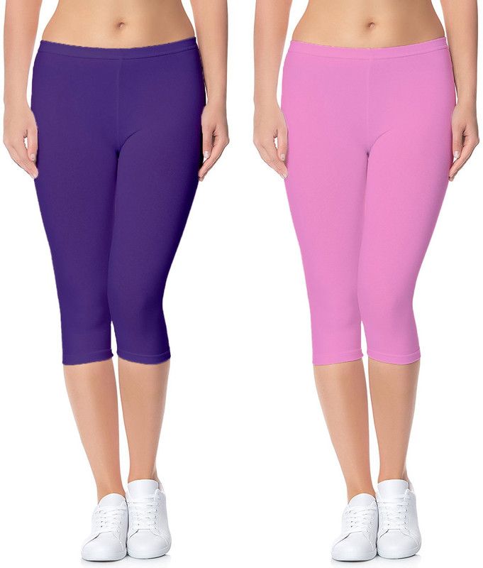 Cotton Lycra 220 GSM Bio-Wash Women Purple, Pink Capri